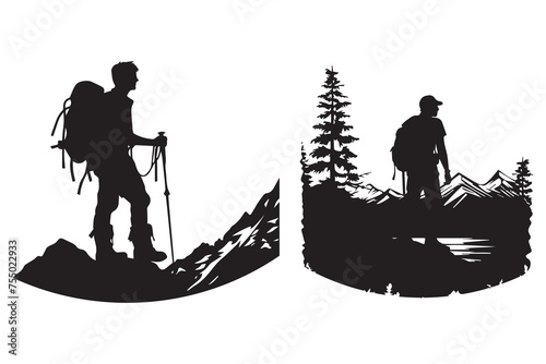 hiker silhouette vector illustration