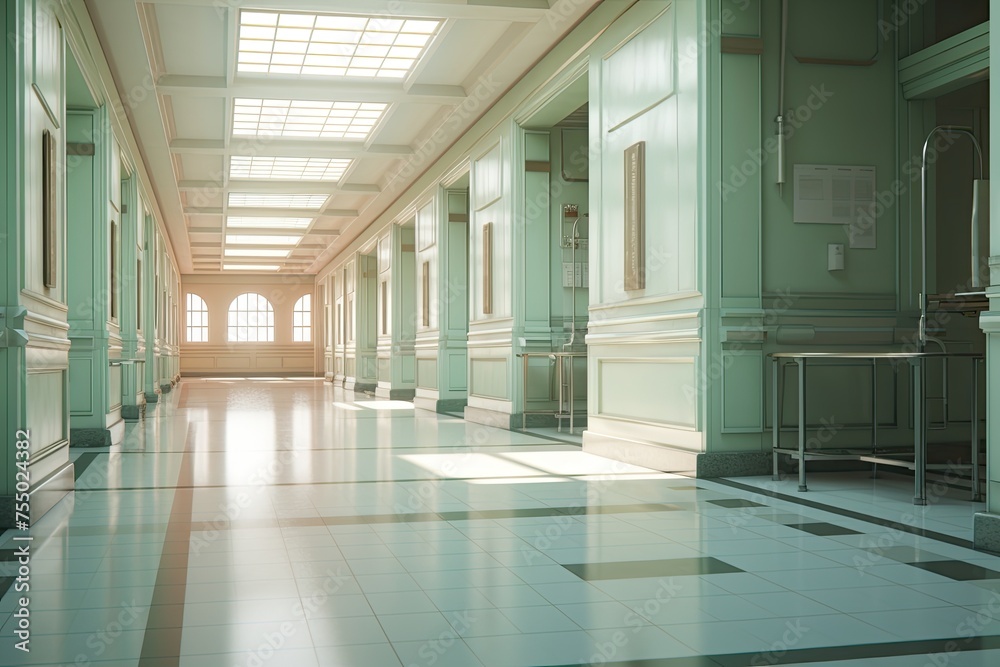 Blurred interior of abstract hospital