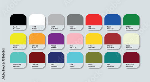Car Paint Color Palette, Vehicle Color Guide Palette with Color Names. Paint RGB HEX codes and Names. Metal Tinkering Colors Palette Vector, iron, and vehicle body colors, Fashion Trend Color Palette