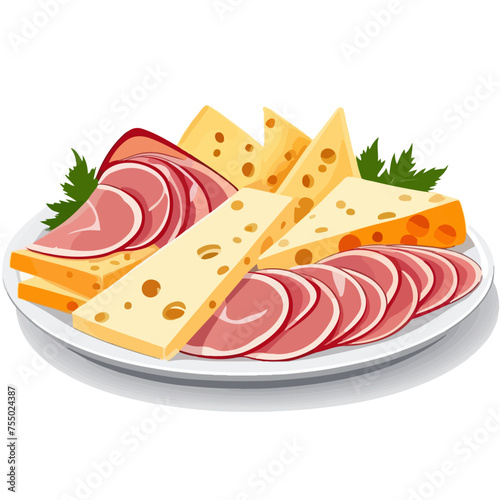 Apéro Plate with cheese, ham and saussage slices | Swiss French Italien food speciality 