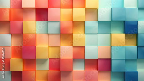 Abstract Geometric Pattern  Colorful Square Shape on Futuristic Digital Background