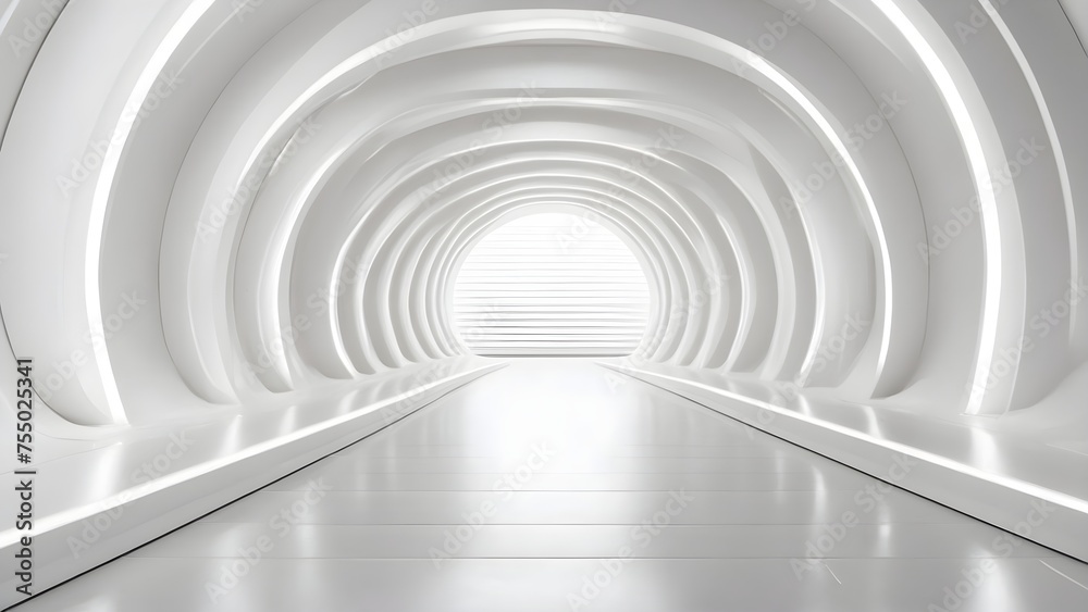 Fototapeta premium a futuristic, minimalist corridor that is mostly white