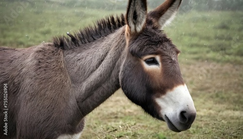 A Donkey With Its Fur Slicked Back From The Rain © Aaira