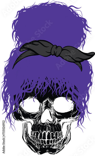 Adobe Illustrator Artwork on hand drawn female Skull