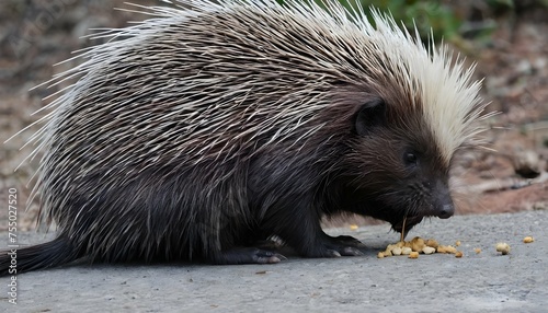 A Porcupine With Its Nose Wrinkled Sniffing For F