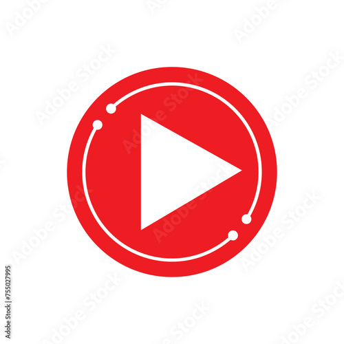 Free Download  YouTube play button, YouTube video and music icon. A triangle within a circle is a media player symbol. Video and audio multimedia reproduction. Isolated  on white background. vector illustration. - GFXLoad