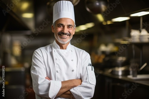 Charismatic Portrait male chef. Food restaurant. Generate Ai