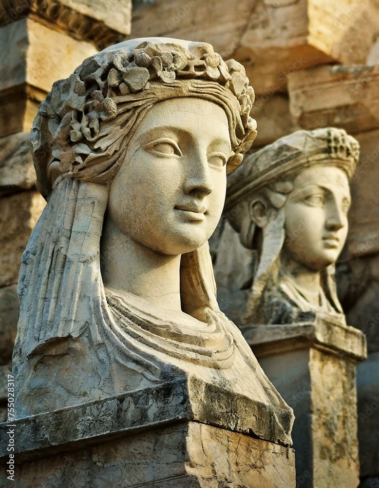 Fototapeta premium Sculpted Beauty. Ancient Statue Portraits
