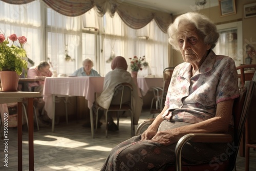 Senior woman closeup in nursing home, elderly care concept