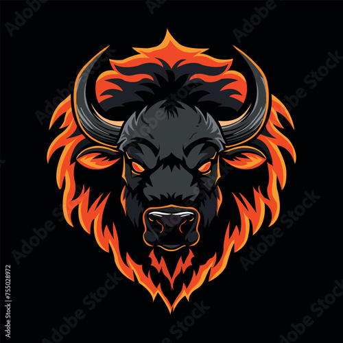 Wallpaper Mural Bison head Sports Mascot logo vector illustration with isolated background Torontodigital.ca
