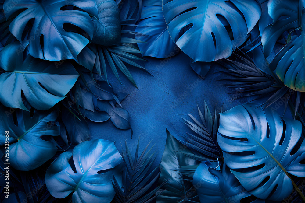 Blue tropical foliage leaves Blue tropical foliage leaves