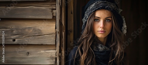Stylish Woman in Hat Embrac...