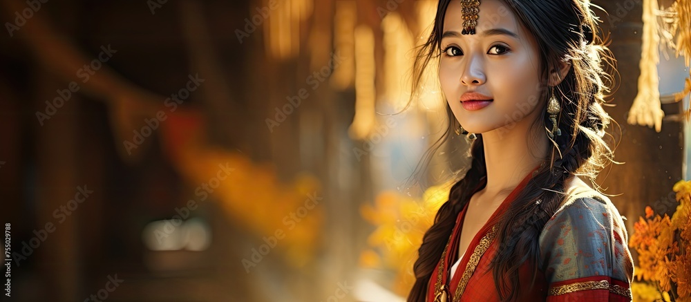 Elegant Woman Flaunting Vibrant Red Dress on Urban Street in a Fashionable Pose Elegant Woman Flaunting Vibrant Red Dress on Urban Street in a Fashionable Pose