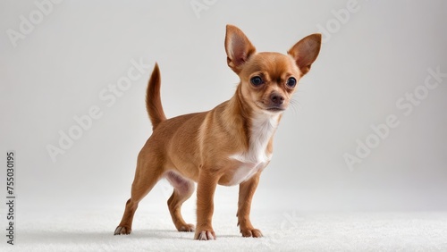 Red smooth coat chihuahua dog on grey background © QuoDesign