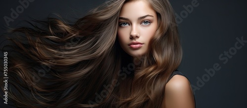 Sleek and Stunning: Portrait of a Woman with Gorgeous Long Brown Hair - Inner Beauty and Confidence
