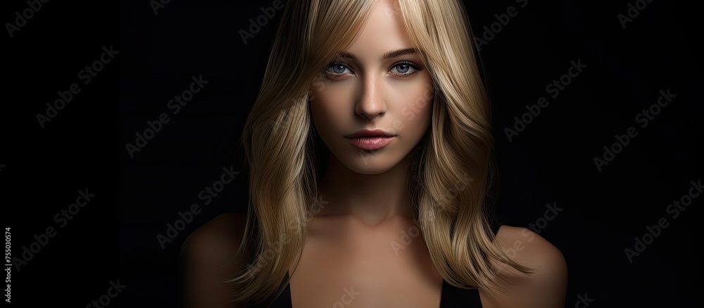 Chic and Elegant Woman with Luscious Blonde Hair and Captivating Blue Eyes Chic and Elegant Woman with Luscious Blonde Hair and Captivating Blue Eyes