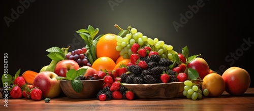 Vibrant Bowl Overflowing with Fresh Colorful Fruits, Healthy Nutrition Concept