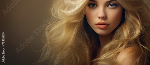 Captivating Young Woman with Flowing Blonde Hair in Natural Beauty Portrait