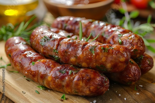 Appetizing homemade meat sausages