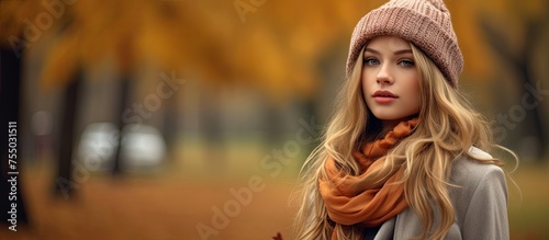 Serene Woman in Hat and Sca...