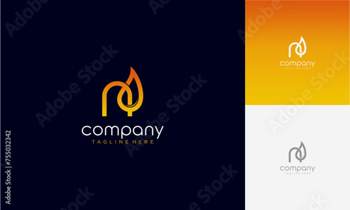Initial Letter n lowercase gradient colours with Oil and gas logo design letter with oil drop vector logo inside