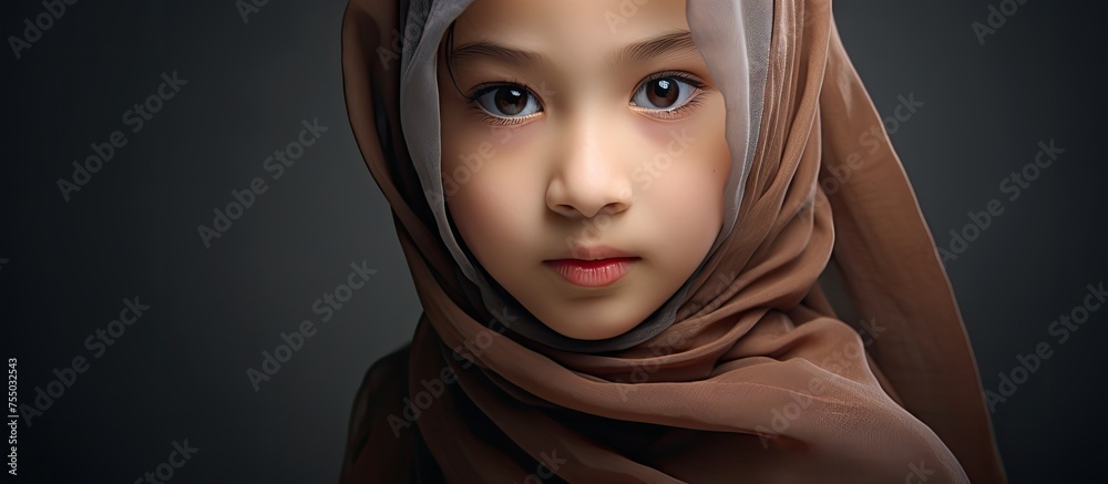 Young Muslim Girl in Tradition Arabic Headscarf Standing Outdoors Young Muslim Girl in Tradition Arabic Headscarf Standing Outdoors