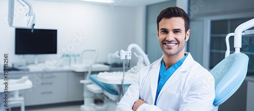 Cheerful Dentist Welcoming ...