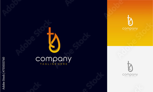 Initial Letter t lowercase gradient colours with Oil and gas logo design letter with oil drop vector logo inside