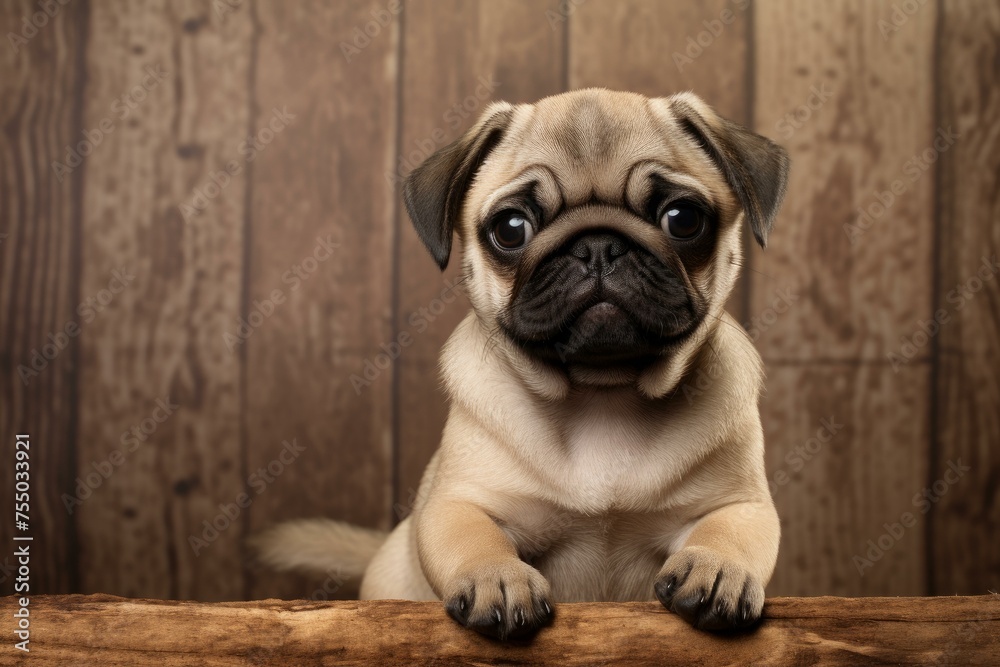 Small Pug puppy. Animal pet canine breed domestic. Generate Ai