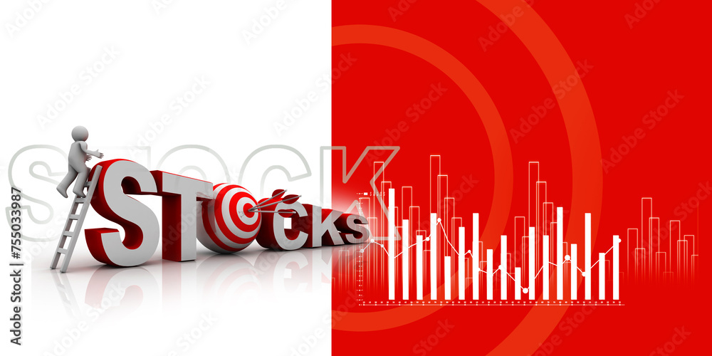 Fototapeta premium 3d rendering Stock market online business concept. stock business Graph 