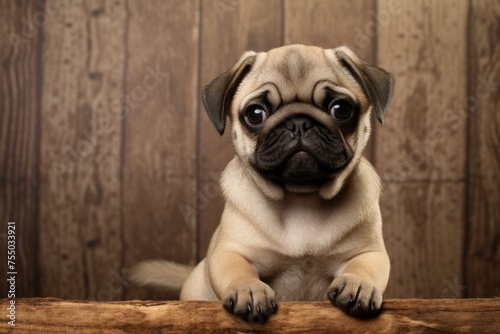 Small Pug puppy. Animal pet canine breed domestic. Generate Ai © juliars