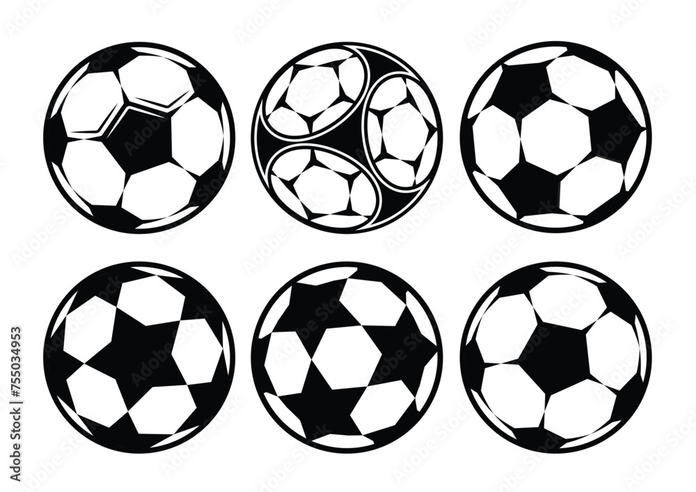 Soccer ball icons. Symbol or emblem. Vector illustration.