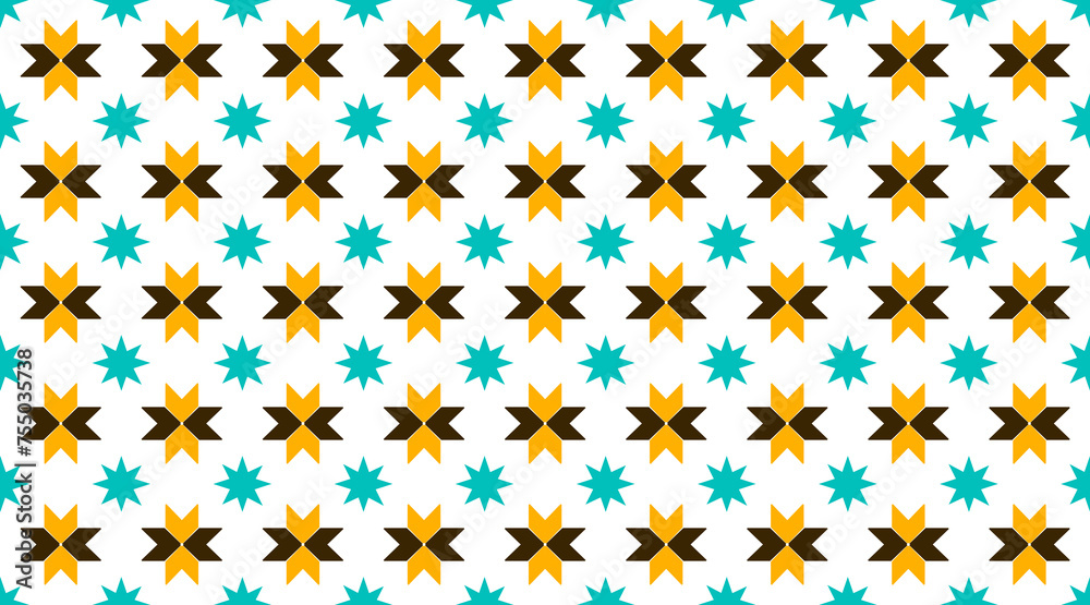 Patrón de azulejos vectoriales,, conjunto de diseño en forma de estrellas en color azul, amarillo y negro Patrón de azulejos vectoriales,, conjunto de diseño en forma de estrellas en color azul, amarillo y negro