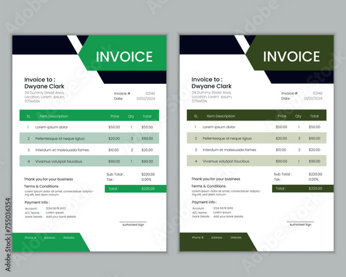 Creative abstract business invoice design template