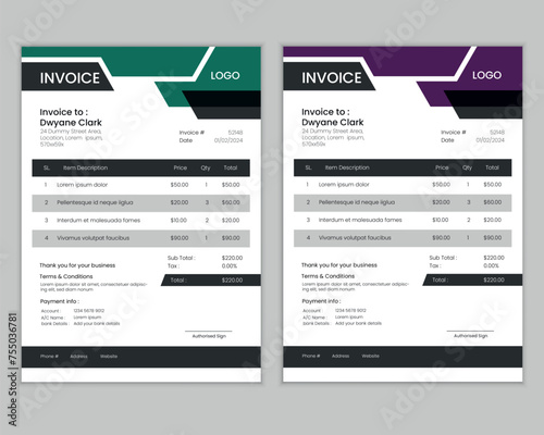 Professional business invoice template
