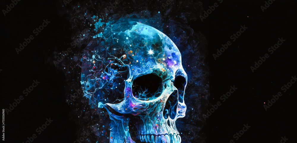 Astral Enigma: Kaleidoscopic Skull Awash in Cosmic Decor created with Generative AI technology Astral Enigma: Kaleidoscopic Skull Awash in Cosmic Decor created with Generative AI technology