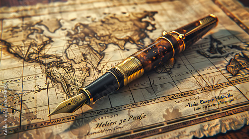 Retro Exploration and Travel Concept, Vintage Map and Nautical Compass, Journey and Adventure Background