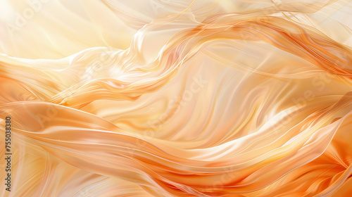 Illustration of golden silky fabric captured mid-flow, conveying a sense of lightness and elegance photo