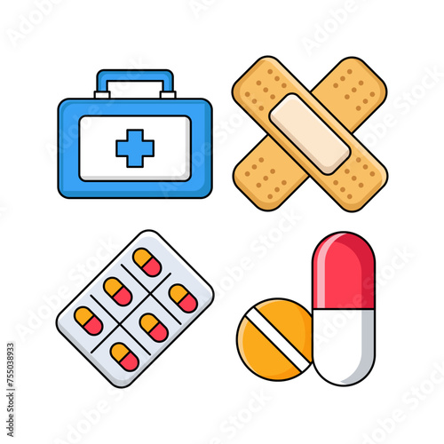 Set of  medical Care. Editable Fully. Stock illustration on white background