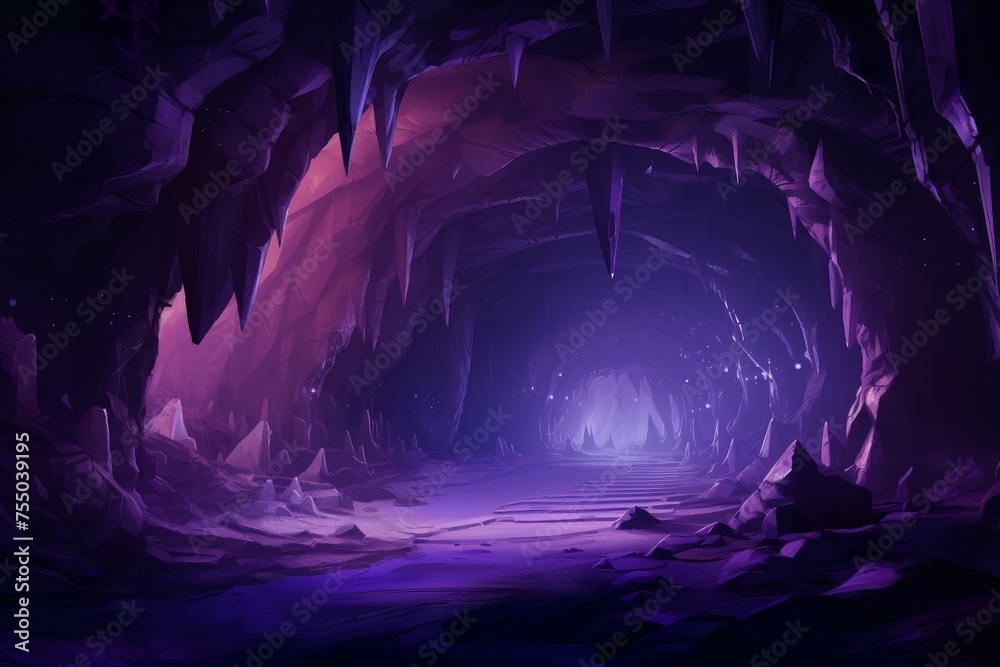 Jagged Purple cave rock stone. Natural beauty. Generate Ai Jagged Purple cave rock stone. Natural beauty. Generate Ai