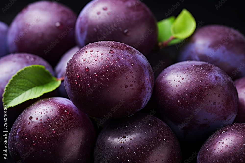 Round Purple plums. Fruity organic dessert. Generate Ai Round Purple plums. Fruity organic dessert. Generate Ai