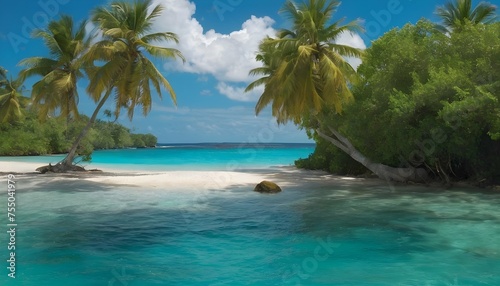 Visualize A Lush Tropical Island With Palm Trees S