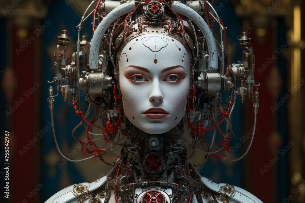 Authoritative Queen robotic. Ai fiction tech. Generate Ai