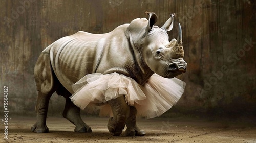 Rhino wearing a delicate tutu