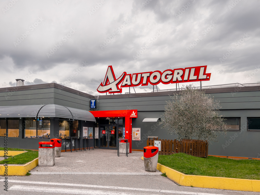 Brugnato, La Spezia, Liguria, Italy March 08, 2024 Autogrill