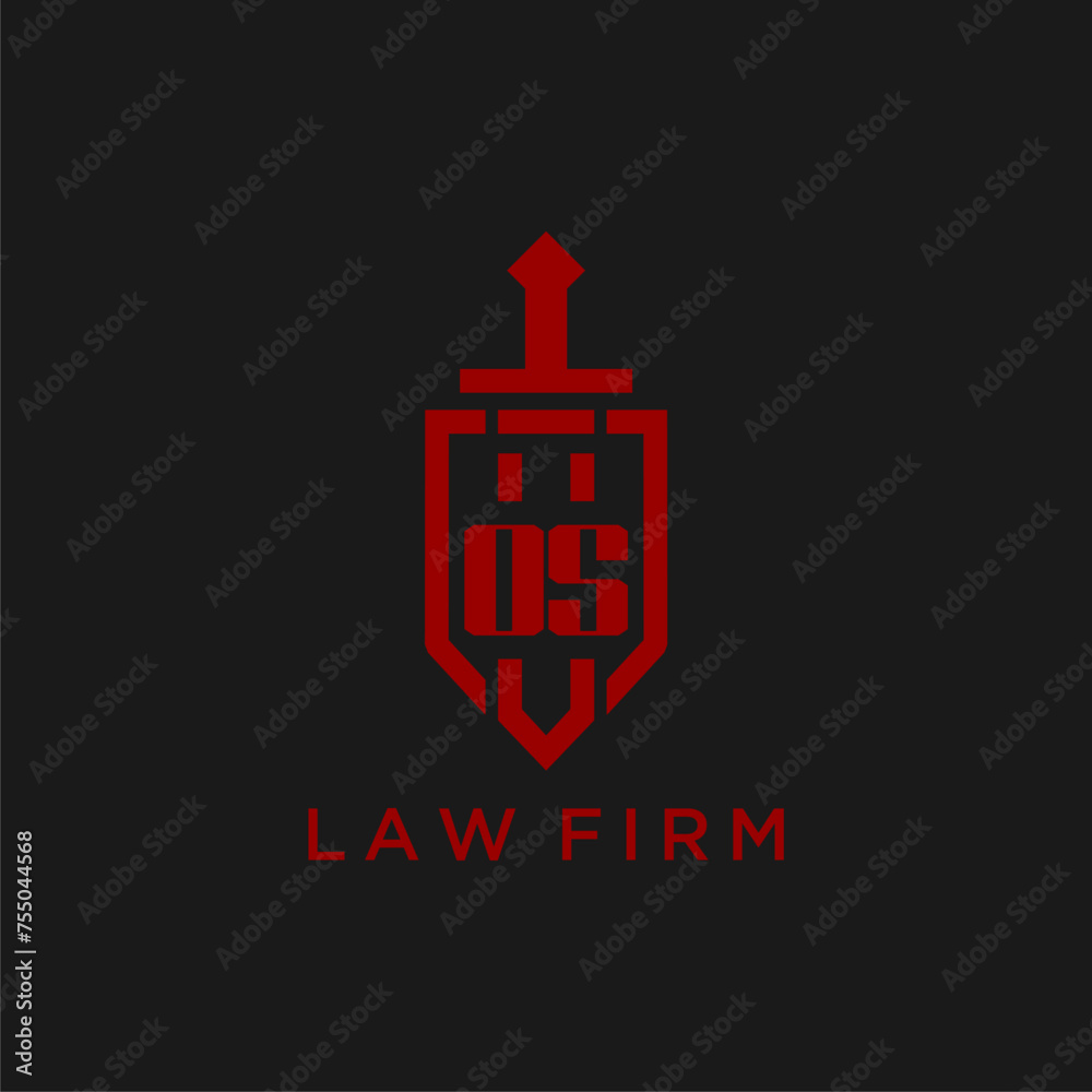 OS initial monogram for law firm with sword and shield logo image OS initial monogram for law firm with sword and shield logo image