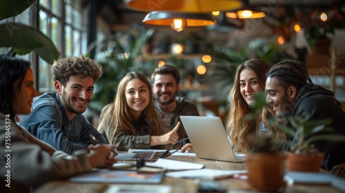 startup business people working as team to find solution to problem technology finance concept   photo