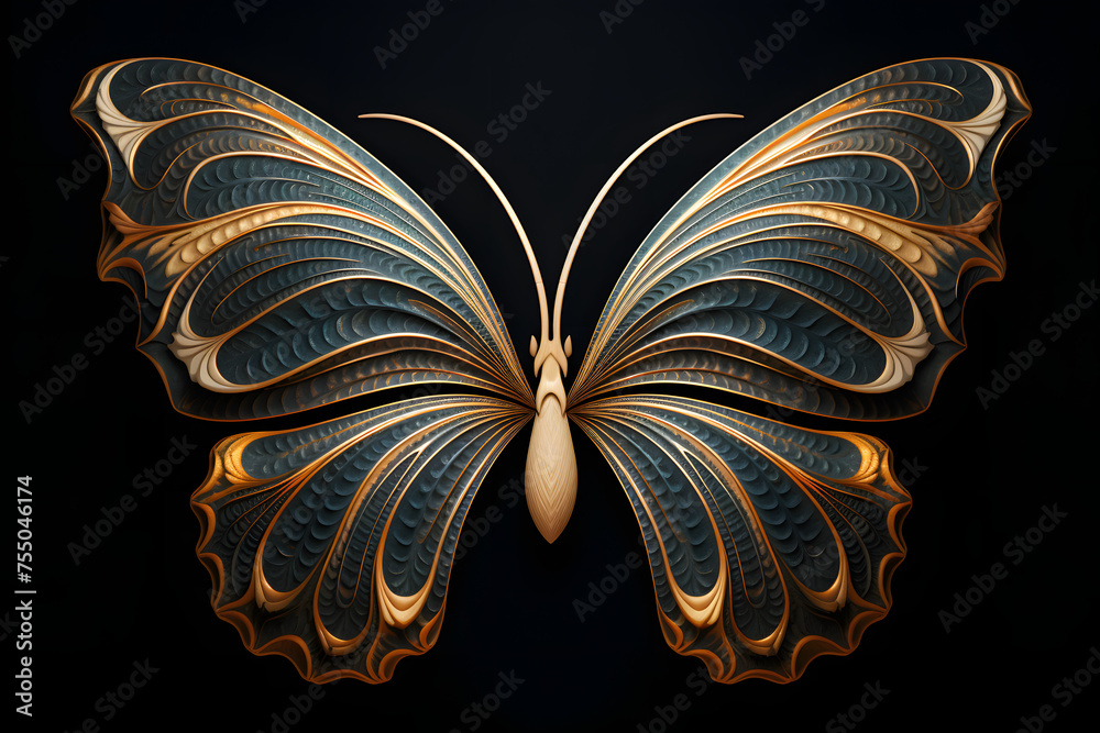 Large symmetrical stylized butterfly wings, perfect image for a painting