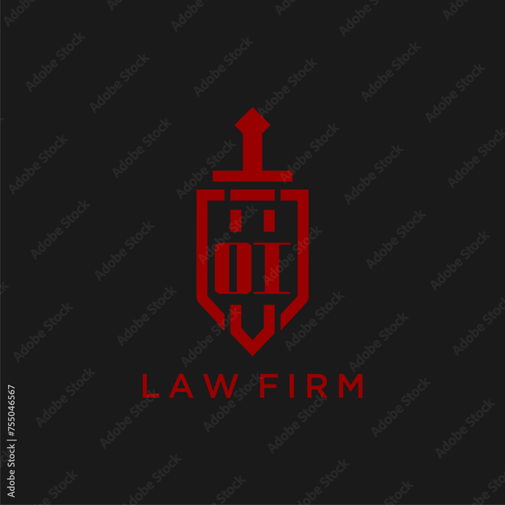 OI initial monogram for law firm with sword and shield logo image OI initial monogram for law firm with sword and shield logo image