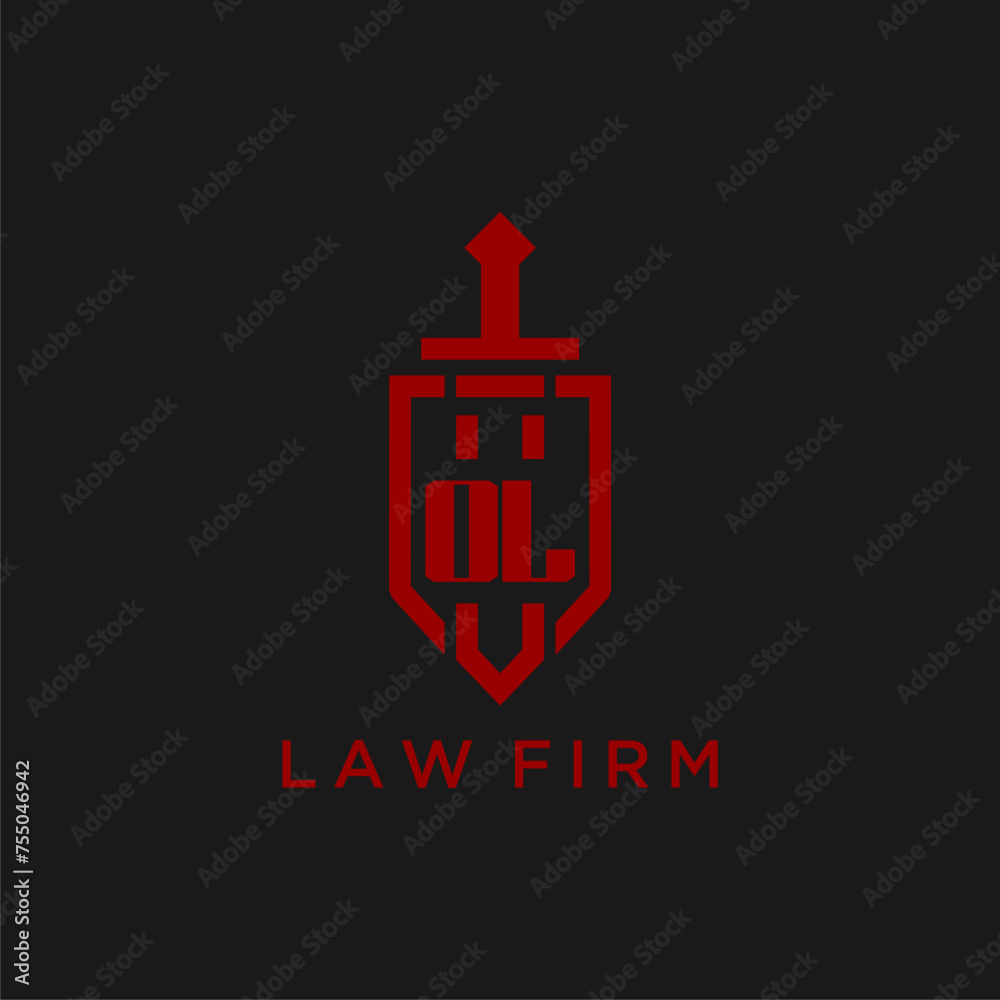 OL initial monogram for law firm with sword and shield logo image